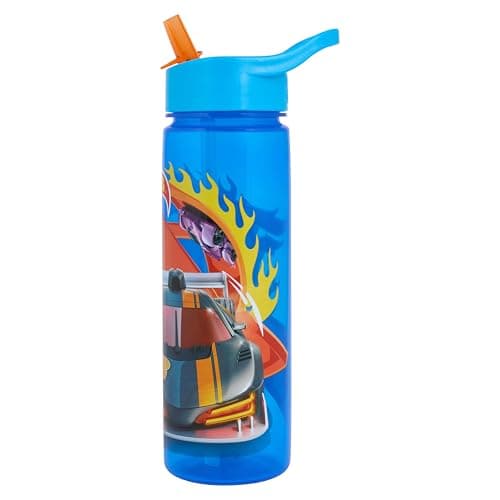 Hot Wheels Speed Water Bottle with Straw – Reusable Kids 600ml PP – Official Merchandise by Polar Gear – BPA Free & Recyclable Plastic — view 2