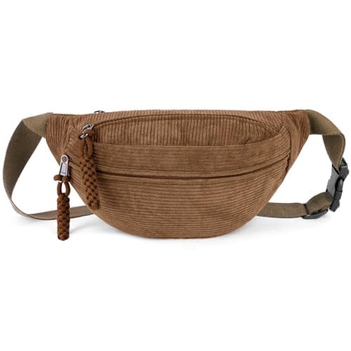 Aucuu Corduroy Waist Bag, Corduroy Bumbag, Women's Shoulder Bag, Belt Bags, Fashion Sports Chest Bags with Adjustable Shoulder Straps, Waist Pack for Daily Use, Outdoor Sports, Hiking, Travel(Brown)