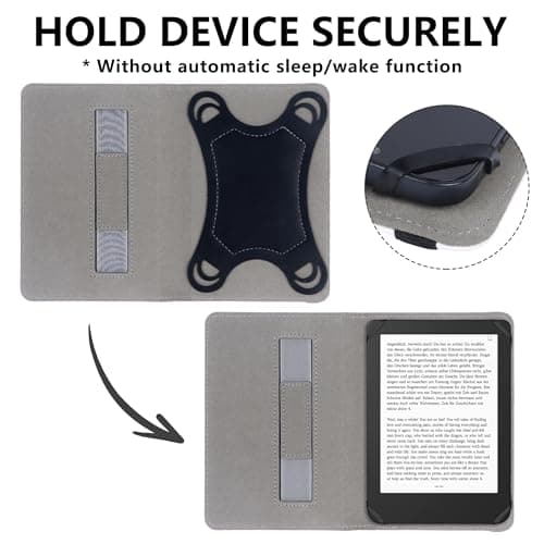 Universal Case for 6 Inch Kindle, Folio Ultra Slim Pu Leather Cover with Hand Strap Lightweight Shell Cover Compatible with Kindle 11th Generation 2024 E-Reader, White Flowers — view 4
