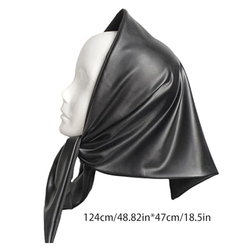 Leather Triangle Scarf Black Bandana Kerchief for Travel, Black — view 2