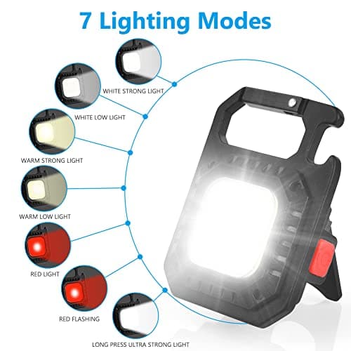 URAQT LED Torch, Portable Mini LED Small Work Light Keychain Flashlight, 7 Modes 1000 Lumens Rechargeable Inspection Lights with Bottle Opener Magnetic Base for Camping Repair Emergency Lighting — view 2