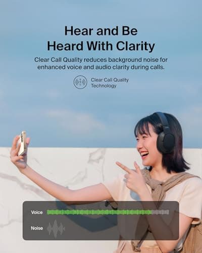Belkin SoundForm Surround Bluetooth Over-Ear Headphones, Environmental Noise Cancelling Headphones, Wireless with 60H Playtime and Soft Ear Cups for iPhone, Galaxy, iPad, Travel, Home or Office, Black — view 3