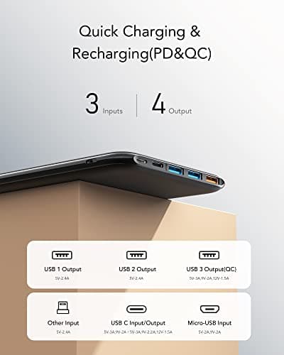 Charmast 26800mAh 20W PD Power Bank 18W QC 3.0 Quick Charge Portable Charger USB Power Delivery Type C Battery Pack with 3 Input & 4 Output Compatible iPhone 13/12/11/11 Pro, Samsung, Huawei and More — view 3