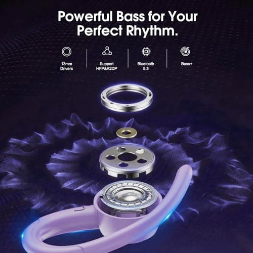 Sport Wireless Earbuds, 48H Bluetooth 5.3 Headphones with Earhooks, ENC Mic — view 3