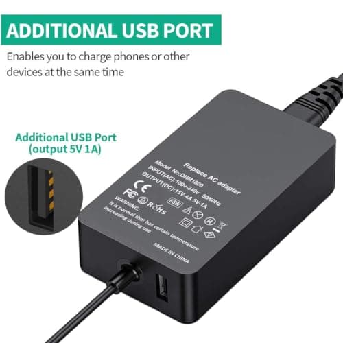 65W Surface Charger,Magnetic Power Adapter with USB Port, Fast Charging Portable Laptop Charger, Compatible with Microsoft Surface Pro 7 6 5 4 3 X Book Go, LED Indicator Safe Durable Travel Charger — view 2
