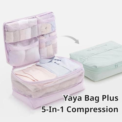 Compression Packing Cubes, 5-in-1 Hanging Travel Organizer Set (Pink) — view 6