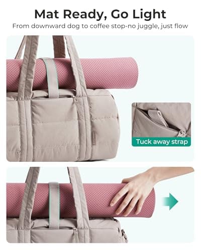 bagsmart Gym Bag for Women Puffy Yoga Mat Travel Weekender Duffle Bag, Pink — view 4
