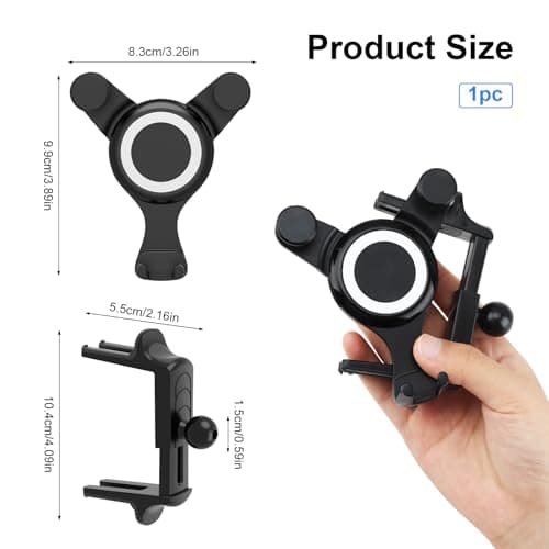 Aeipou Car Phone Holder for Mercedes Benz A/B/C/E/S Mini Cooper Audi-TT Ford Jeep Suzuki Mustang Wrangler Swift Round Vents Mount for All Circular Air Vents iPhone 17/16/15 Pro Max Galaxy S25/S24/S23 — view 2