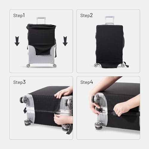 Luggage Covers for Suitcases Beige Brown Suitcase Cover Elastic Washable Polyester Spandex Anti-Scratch Scratches Remove Large Suitcase Covers Protectors (XL) — view 5