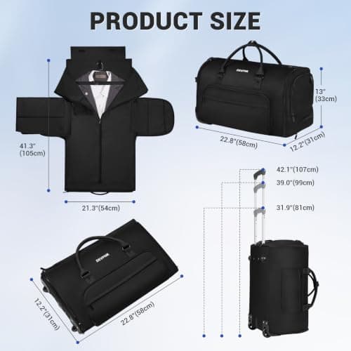 DEVPNR Rolling Garment Bags for Travel 59L, Black, 59L, Rolling Garment Bags for Travel — view 2