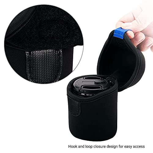 JJC Mirrorless Lens Pouch Bag Protective Case for Canon Fuji Olympus Nikon Sony Lenses, Soft Neoprene Water Resistant Travel Carry Camera Lens Wrap with Carabiner (Interior Size 2.6 x 3.1) — view 6