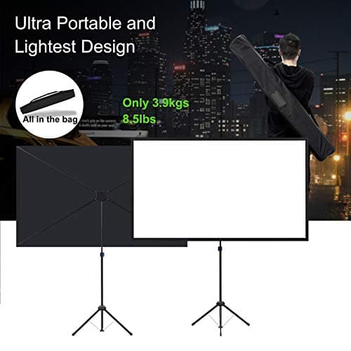 Projector Screen with Stand, 60 Inch Outdoor Projector Screen 16:9 and Stand, Portable Projection Screen with Aluminium Frame, Lightweight and Compact, Easy Setup, Idea for Home Cinema, Backyard Party — view 4