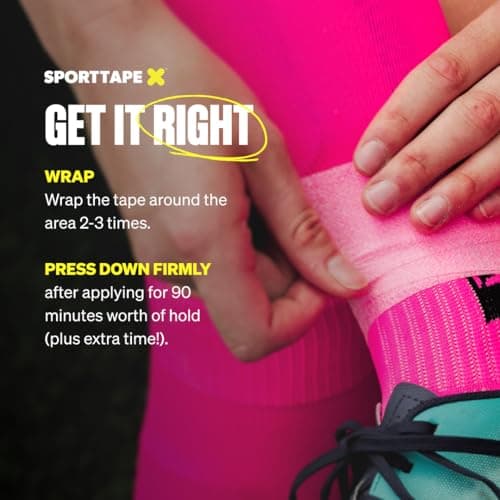 SPORTTAPE Football Sock Tape - 2 Rolls, 5cm x 4.5m, Pink - Self-Adhesive — view 5