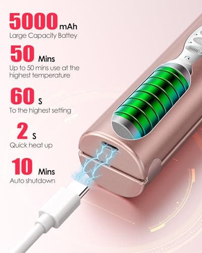 Portable Titanium Cordless Hair Straightener, Heats Up in Seconds & Lasts Up to 50 Minutes & USB Rechargeable, Dual Voltage Mini Travel Flat Iron Straightening for Small Touch-Ups-Not for Thick Hair — view 3