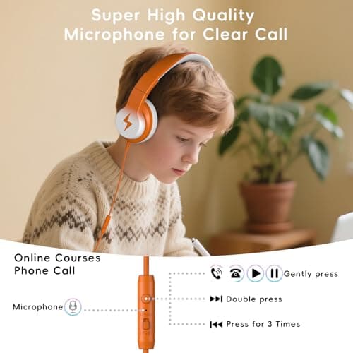 Candy Bila Kids Headphones with Mic for School Boys Girls Travel, 3.5mm — view 3