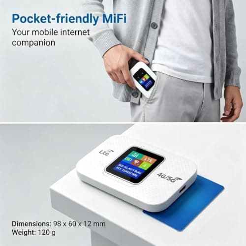 Portable 4G/5G LTE WiFi Router Portable with SIM Card Slot Wifi Travel Router.Connects up to 15 devices,3000mAh battery,plug-and-play,compact&durable.Perfect for travel,temporaryand car Wi-Fi — view 4