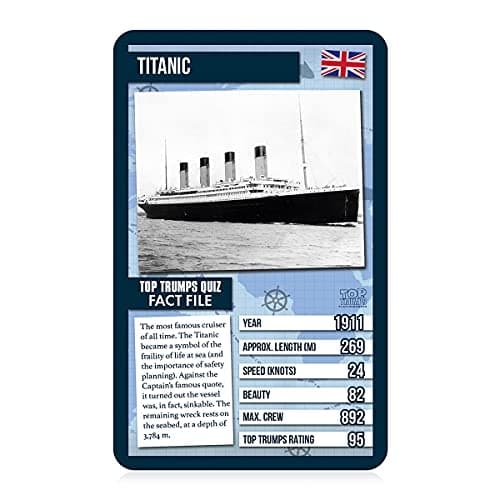 Top Trumps World Famous Ships Classic Card Game, learn facts about tankers, yachts and cruise ships including Allure of the Seas, Titanic and Brittania, gifts and toys for boys and girls aged 6 plus — view 5