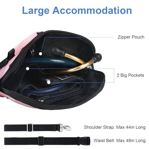 BOVKE Nurse Fanny Pack with Medical Gear Pockets, Tape Holder, Medical Bag Nurse Waist Pouch Organizer with Utility Storage for Stethoscopes, Bandage Scissors and Other Emergency Supplies, Pink — view 3
