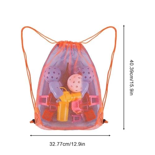 hankousi 3pcs Kids Beach Toy Bags - Large Mesh Drawstring Backpacks for Sand Toys Storage, Lightweight Durable Shell Collecting Nets for Outdoor Beach Vacations, Sandbox Play — view 2