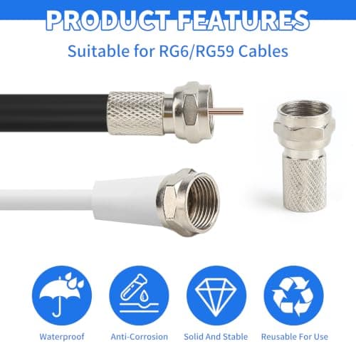 20 Pcs F Connector to Coax Adapter, Waterproof, Rust Prevention — view 5