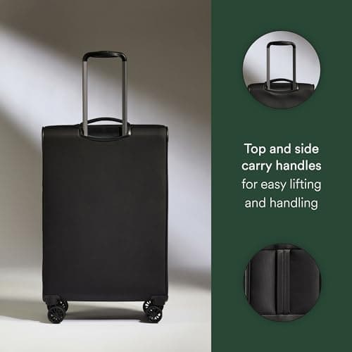 ANTLER - Soft Stripe 2.0 Medium Suitcase - Adjustable Handle, 4 Spinner Wheels, Lightweight, TSA Lock - Recycled Polyester Luggage - 71cm, Black — view 6