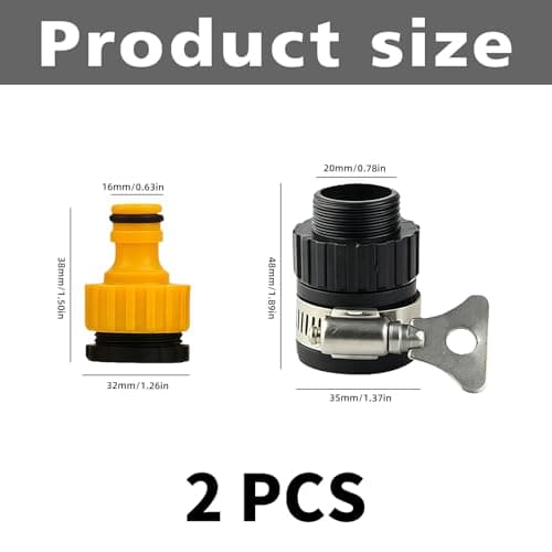 2 Pcs Hose Tap Connector,Kitchen Taps Hose Connector,Tap Connectors for Hoses Pipe,Hoses Fittings,Mixer Garden Taps,Adjustable Stainless Steel Collar,Fitting Set Faucet Adapter for Indoor and Outdoor — view 2