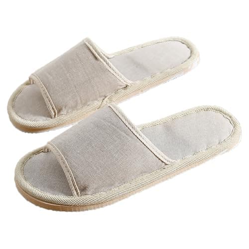 Women's and Men's Unisex Open-Toe Home Slipper, Ladies Indoor Slippers Non-Slip Memory Foam Comfortable Couples Sliders Outdoor Portable Travel Cotton Sandals for Guests Travel Home Hotel Use