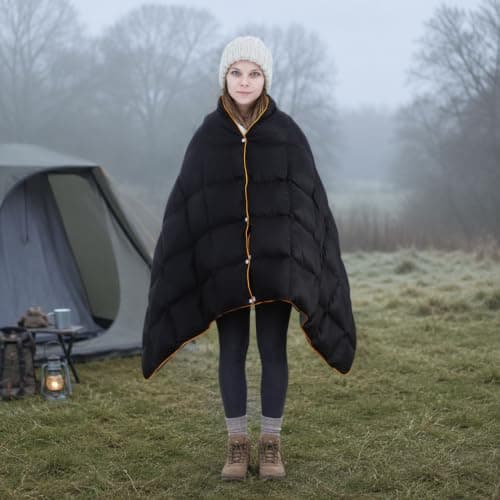 Lvkiss 700FP Down Camping Blanket - Wearable Poncho Quilt & Packable Duvet — view 2