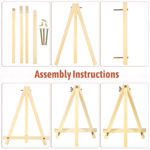 12 Pack 9 Inch Wood Easels, Tabletop Easels for Painting, Small Portable Canvas Holder, Tripod Painting Easel, Paintings Party Easel for Art Crafts Photo Picture Sign Display — view 6