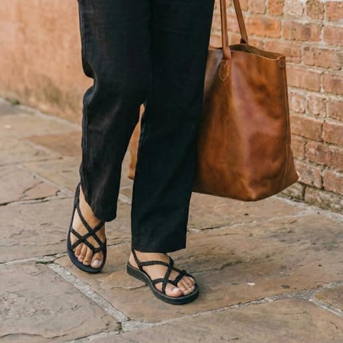 Plaka Lagoon Arch Support Sandals for Women - Comfort Collection, Strappy Braided & Water-Resistant Design - Ideal for Walking, Beach & Summer Use - High-Quality Patented Sole, Classic Black, 5.5 UK — view 5