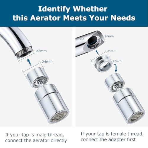 Peppermint Tap Aerator Chrome 80° Adjustable with 2 Functions for FM22/M24 — view 4