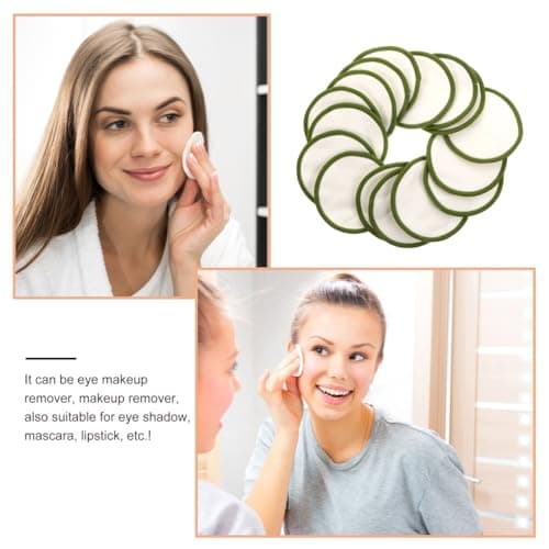 SHERCHPRY Reusable Bamboo Makeup Remover Pads Set 18pcs Facial Cosmetic Remover Pads Cotton Mesh Bag and Bamboo Tube for Daily Skincare Cleansing — view 4