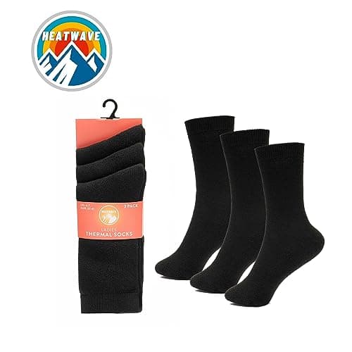 Heatwave 12 Pairs Of Womens Design Thermal Socks Ladies Thick Warm Winter Work Boot Sock 4-7, Black — view 5