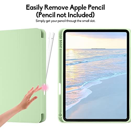 iPad (A16) 11th Generation Case 11 Inch 2025, iPad 10th Generation Case 2022 10.9 Inch with Pencil Holder, Soft TPU Back Slim Smart Protective Trifold Stand Cover, Auto Wake/Sleep, Matcha Green — view 3