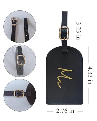 GroomBrideGifts Mr and Mrs Luggage Tags, Bridal Shower Gift, Honeymoon Travel Essentials, A Mr & Mrs, 4 * 3, Elegant, Romantic — view 2