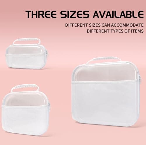 3 Pcs Clear Travel Toiletry Bags, Mesh Makeup Organiser Set with Handles, Portable Cosmetic Storage Pouch Case for Toiletries, Skincare, Brushes, Water-Resistant & Stackable Toiletry Organiser — view 6