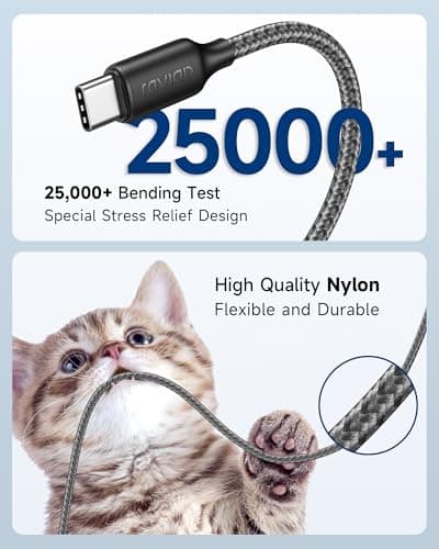 RAVIAD Short USB C Cable 15CM, Type C Charger Cable 3A Fast Charging Nylon — view 5