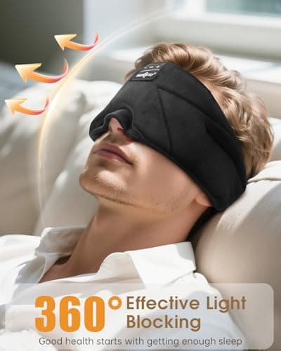 MUSICOZY Sleep Mask Headphones 100% Blockout Soft Cotton Sleep Headphones — view 5