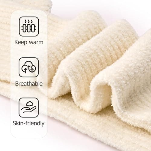 LEHEEYWT Baby Tights, Thick Fleece Thermal Baby Leggings, Elastic Soft Pantyhose Winter Tights For Girls 6 Months To 3 Years (UK, Age, 6 Months, 12 Months, Cream White) — view 3
