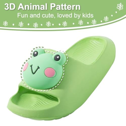 Fadezar Kids Sliders Toddler Summer Slippers for Boys Girls Beach Flip Flops Anti-slip Pool Shower Slide Sandals for Children Green 762 Toddler UK 7.5/8 (Label Size 170mm) — view 2