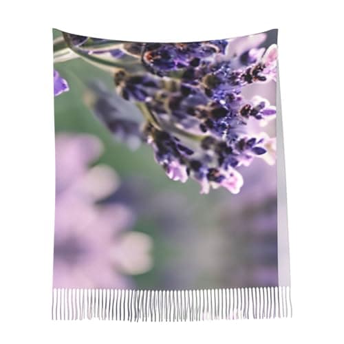 Lavender Flower Print Elegant Fringe Scarf Shawl Wrap For Women Winter Fall Spring Travel Accessory Gift — view 6