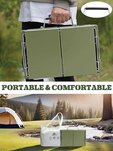 Charmline 34 x 23 cm Portable Charcoal BBQ Grill, Foldable Compact Camping Barbecue for 1–3 People, Ideal for Garden, Beach, Picnic & Tabletop Use, Green — view 6