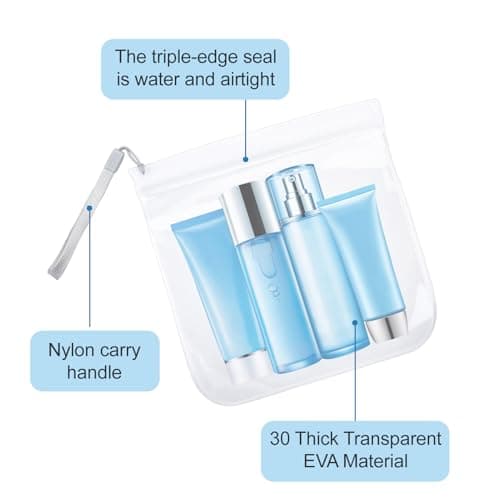 2‑Pcs Clear Travel Toiletry Bags, 20×20cm PVEA Airport Security Liquid Bags — view 4