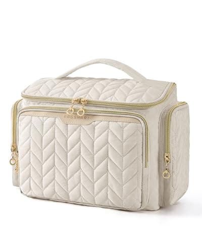 BAGSMART Large Toiletry Makeup Bag, Vanity Case, Wide Opening, Wet Pocket