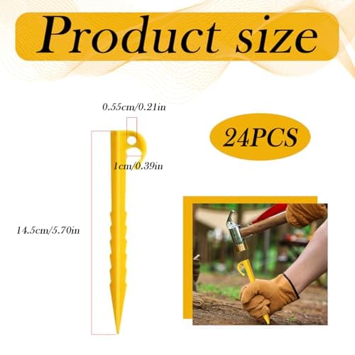 YGCQFH 24pcs Heavy Duty Plastic Tent Pegs, Durable & Lightweight, Ideal for Camping, Caravans, Gardens, 14.5cm Length, 24pcs Set — view 2