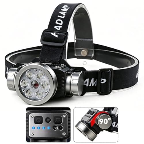 Hoppipola Rechargeable COB LED Headlamp with Dual Light Sources, 7 Light Modes, 90° Adjustable, IPX4 Waterproof, USB-C Quick Charge for Camping and Hiking — view 5