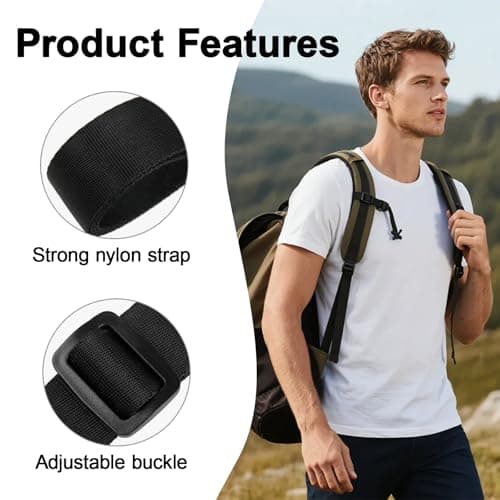 2 Pairs Adjustable Backpack Chest Straps with Quick-Release Buckles — view 3
