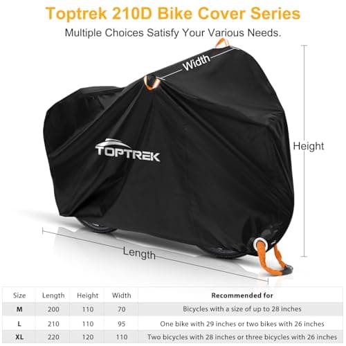 toptrek Bike Cover, 210D Bike Covers for 3 Bikes Outside Storage — view 2