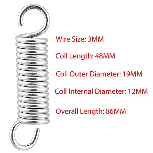 Extended Compressed Spring Small Dual Hook Ends Heavy-Duty Stainless Steel Replacement Springs Tension Spring for Tents, awnings, caravans - Fastening Accessories (Pack of 2) — view 5