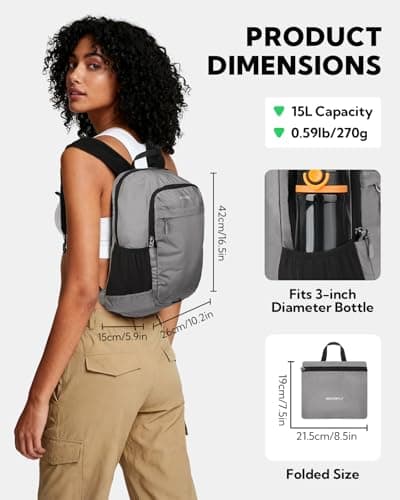 Waterfly 15L Foldable Lightweight Rucksack for Hiking Cycling Women Men — view 2
